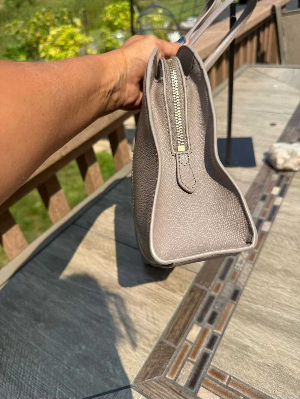 EUC Furla Vittoria Vintage Leather Beige Tote Bag